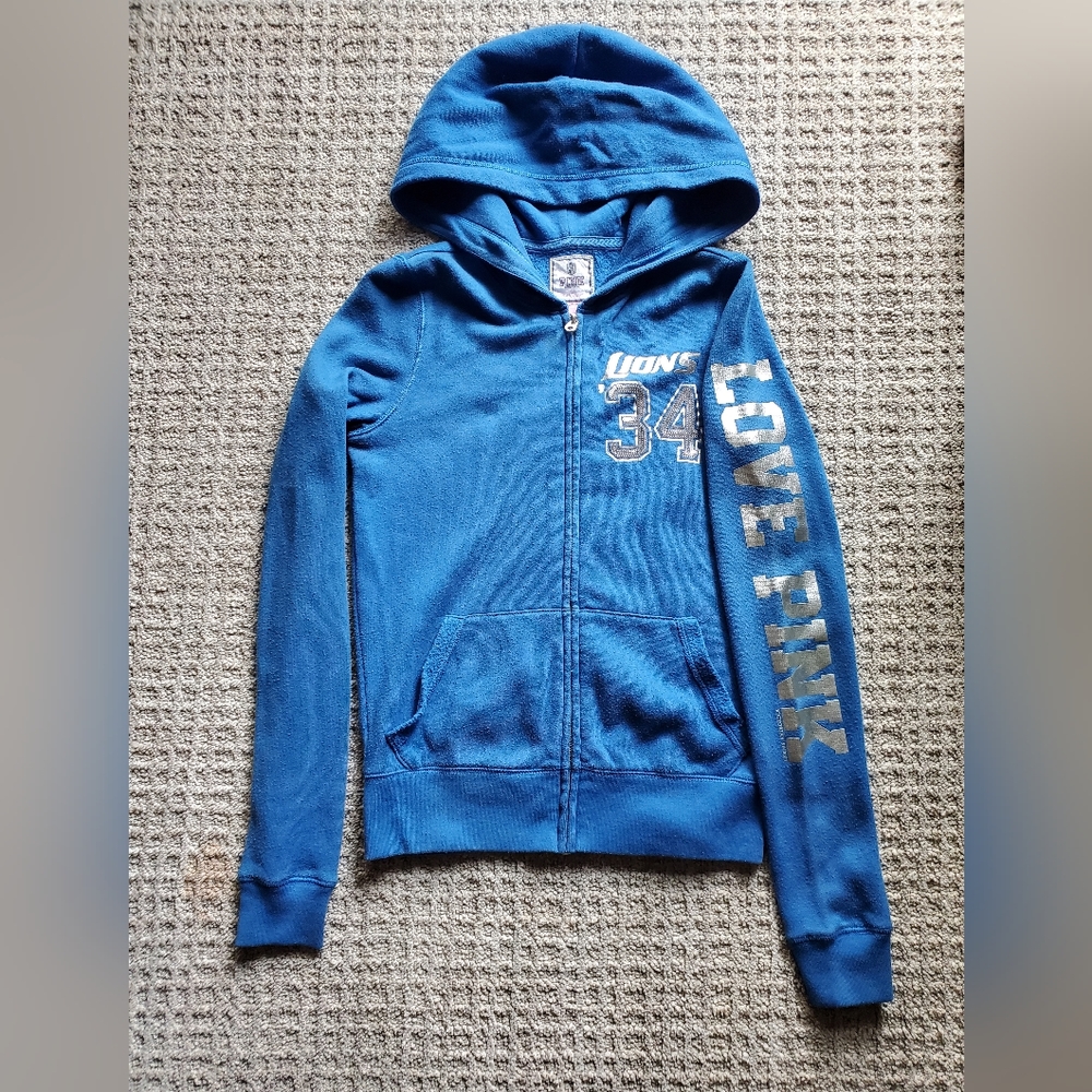 Victoria's Secret PINK x NFL x Detroit Lions Zippered Hoodie women's size XS